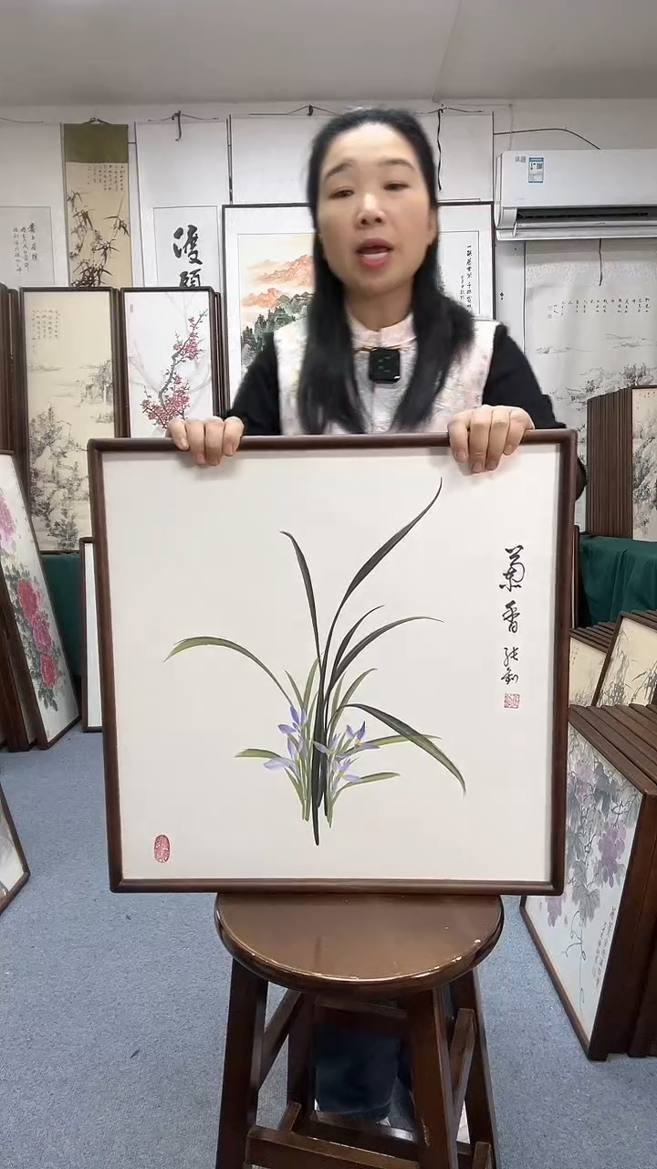 国画尺寸52*52木画框京东包邮手绘