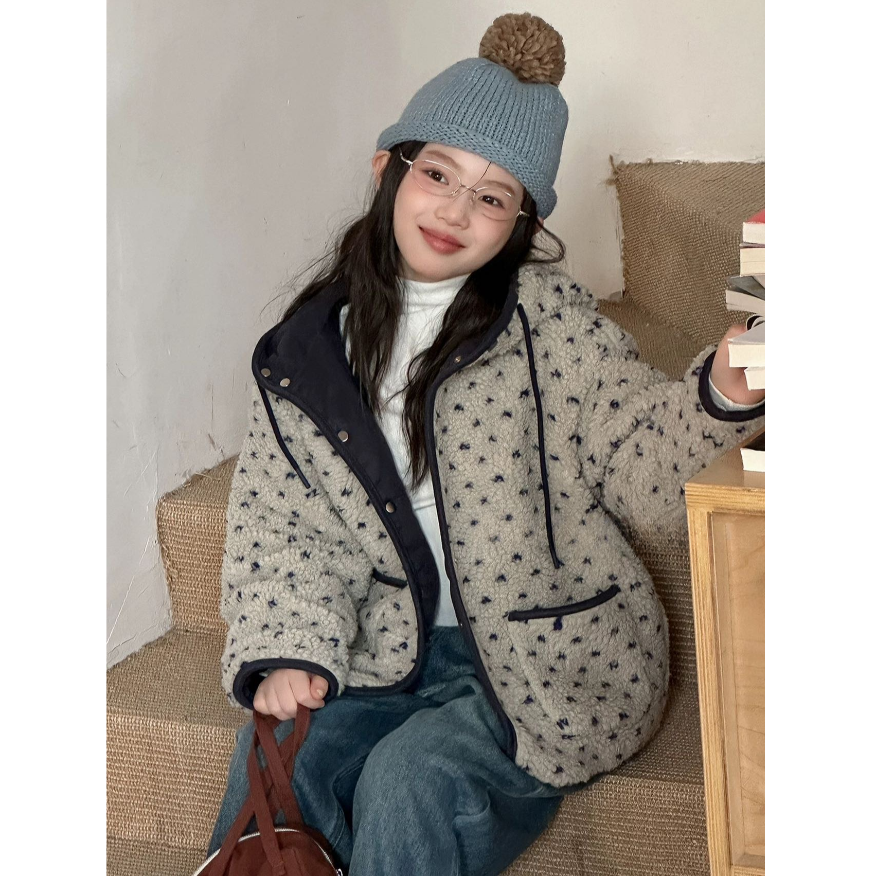 【2025秋冬韩款】儿童费尔岛连帽外套加厚加棉x1954