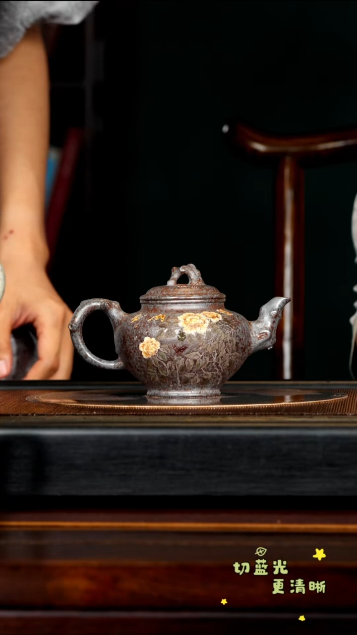 茶壶紫砂宜兴紫砂TJX 天青泥柴烧 梅报春260cc