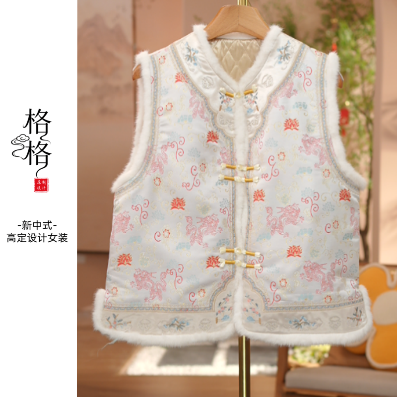 《 鸿运-棉马夹》2025年秋冬新款简约刺绣加厚时尚休闲百搭气质马