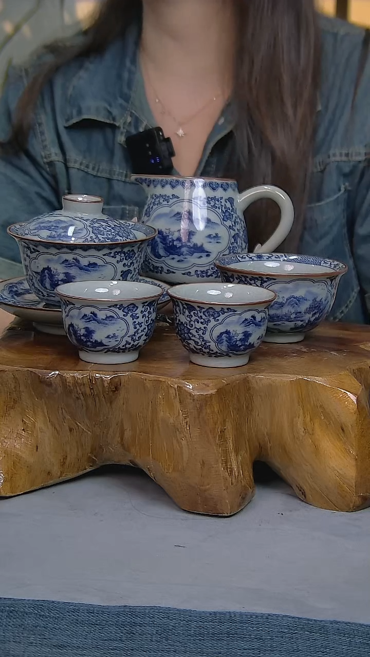 简装家用款5件套 老陶泥开片纹陶瓷茶具