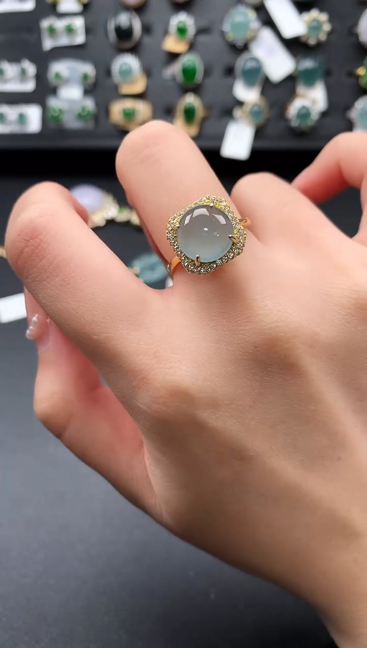 【闪购商品】翡翠戒指银S925镶嵌52141