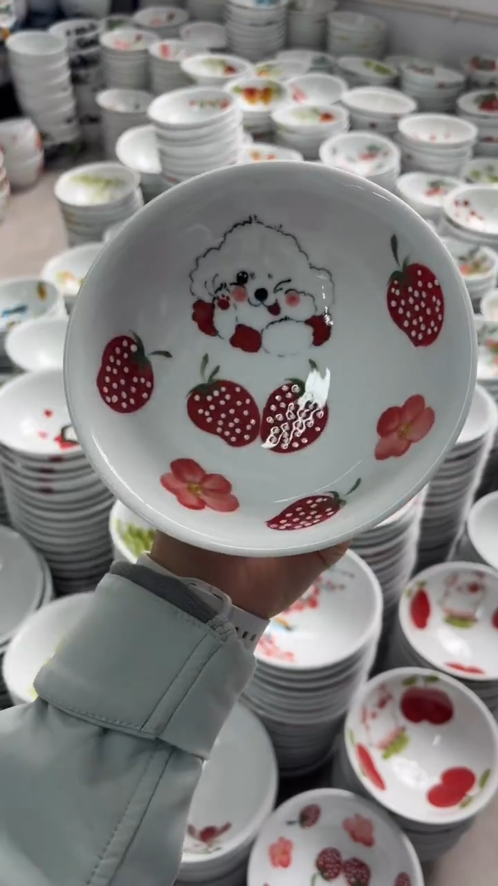 瓷片景德镇高温陶瓷食品级手绘釉中彩-壮壮碗