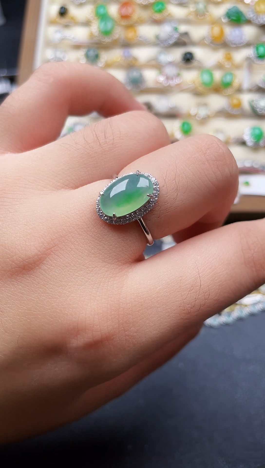 银S925镶嵌戒指翡翠120