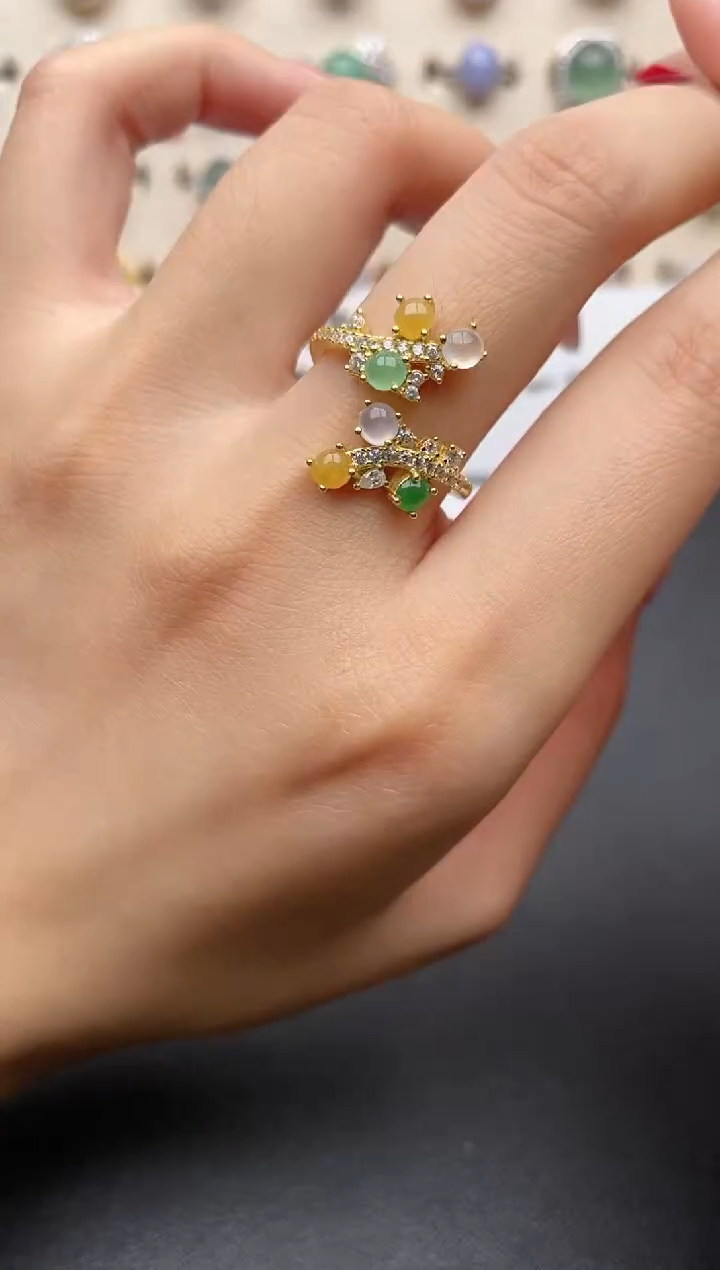 【闪购商品】翡翠戒指银S925镶嵌一物一证一礼盒