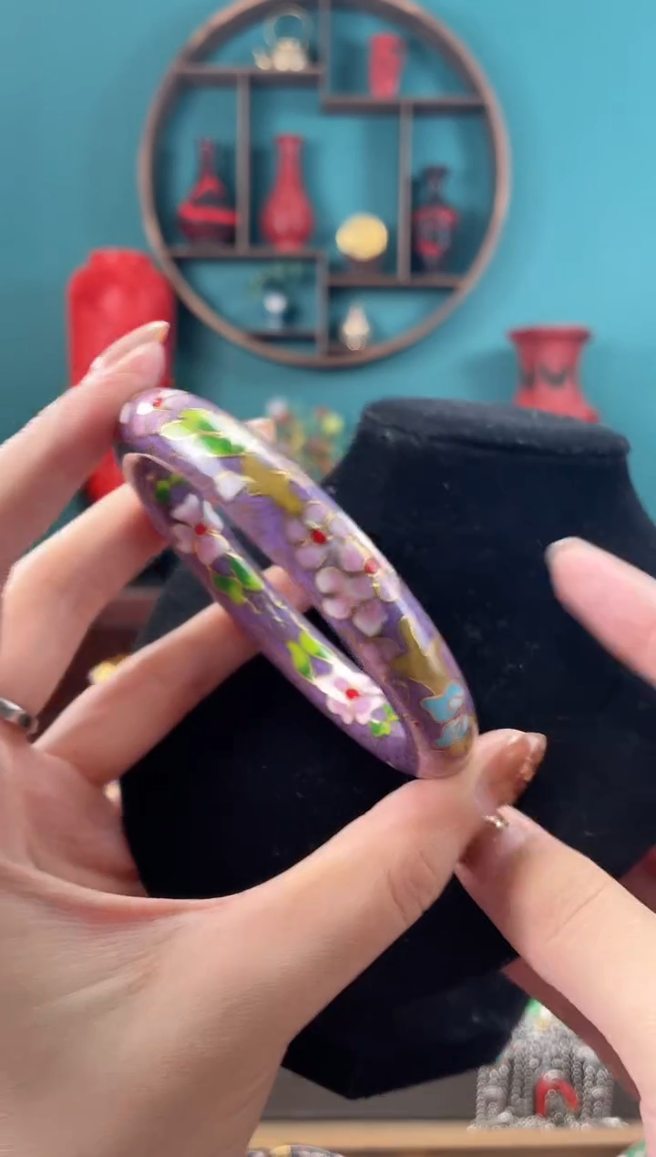 非遗手工景泰蓝镯子紫色