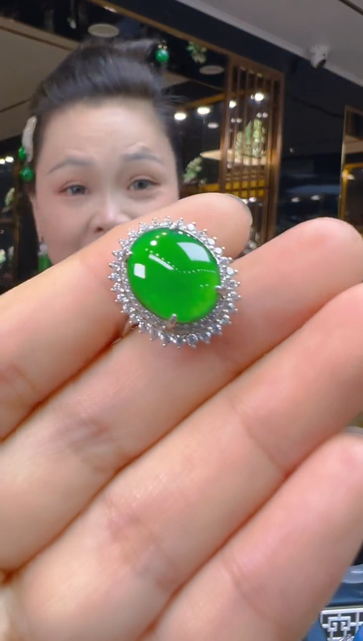 翡翠戒指银S925镶嵌002（多样性发其一）