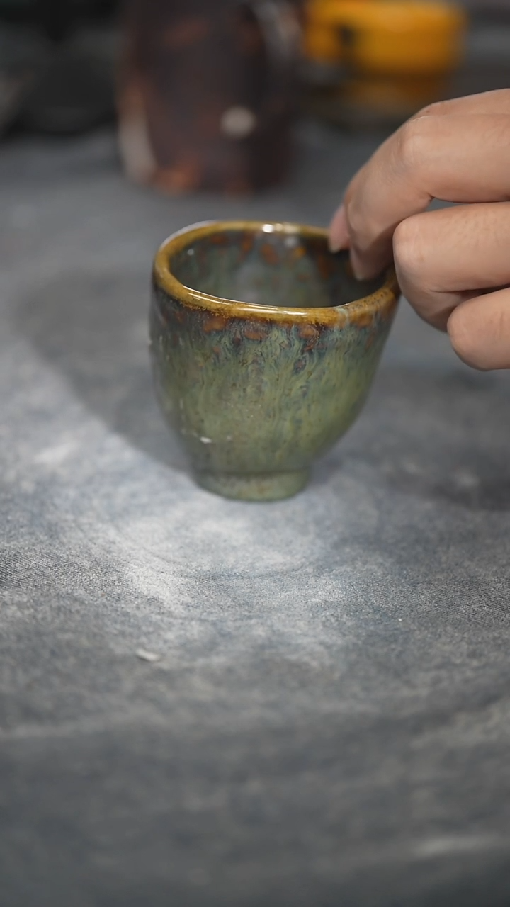 杯浪鬼柴烧浪鬼釉绘