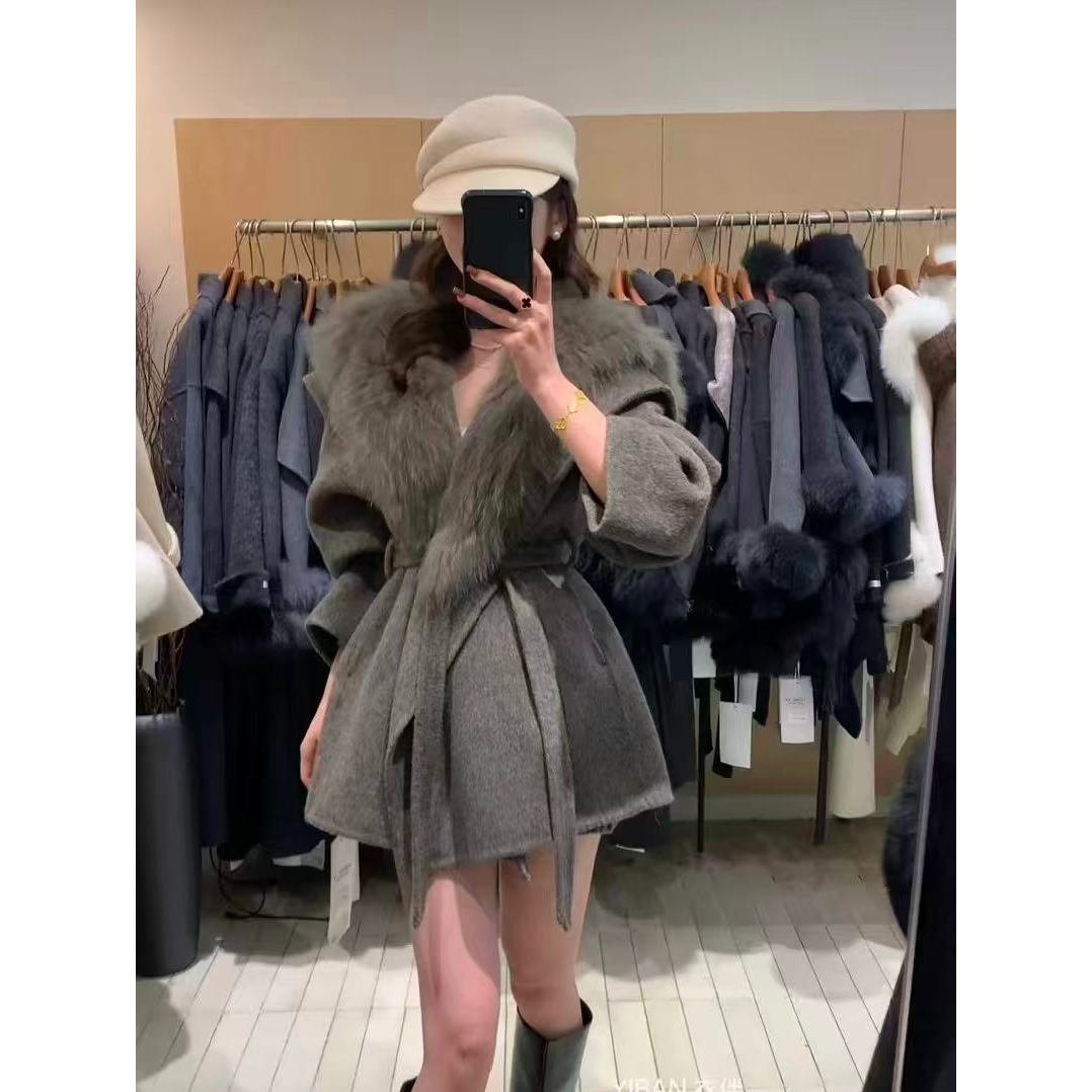 海军领双面大衣女冬季加厚保暖高级感系带收腰S911261