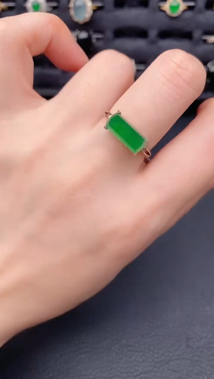 银S925镶嵌戒指翡翠天然a货翡翠114