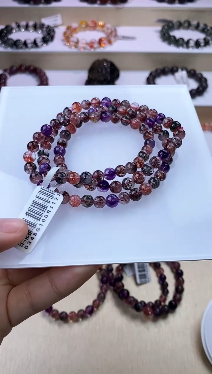 【闪购商品】水晶手链未镶嵌黑加仑超七多圈7m+