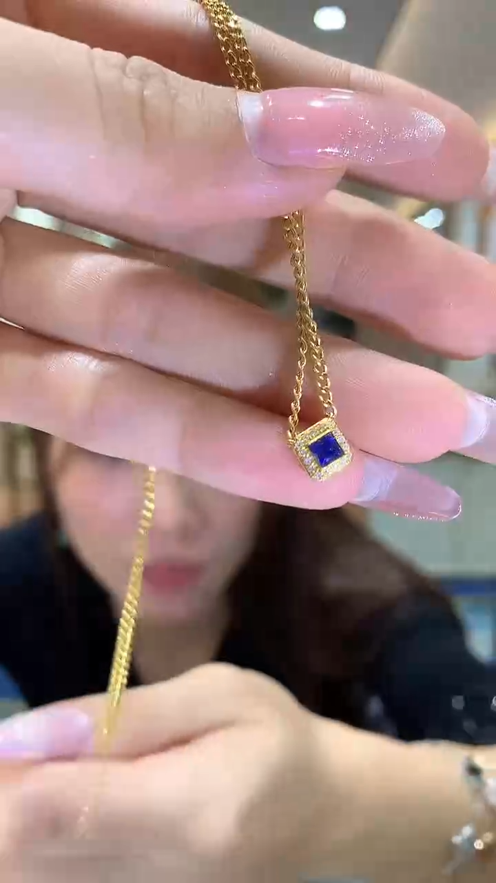 【闪购商品】蓝宝石项链18K金镶嵌25分蓝宝石项链