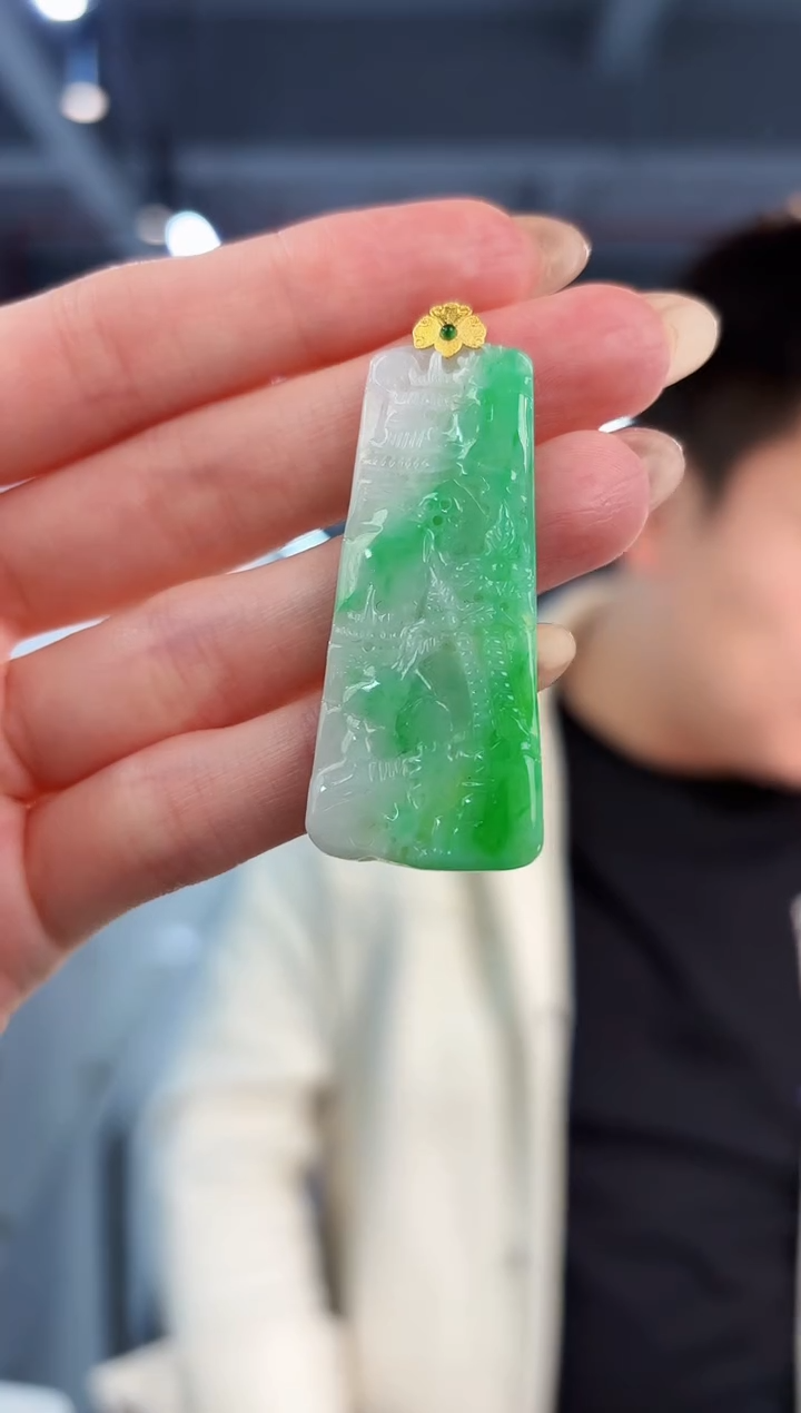 【闪购商品】翡翠颈饰18K金镶嵌缅料A货/支持复检/一件