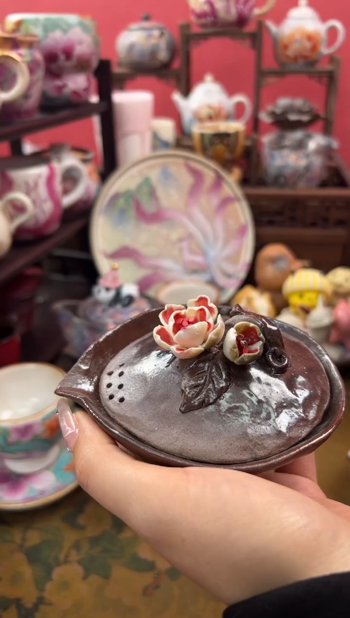 【闪购商品】虎井窑老陶泥手捏花手抓壶