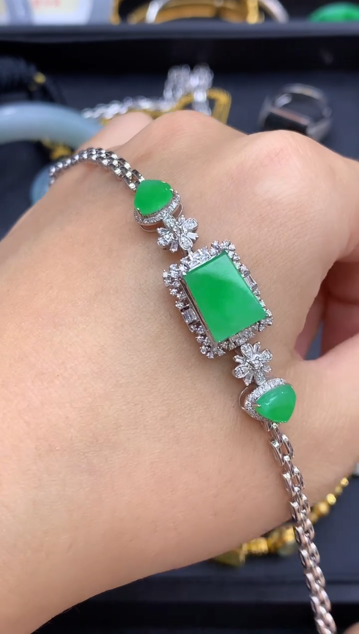 18K金镶嵌手链翡翠682-中国好珍宝