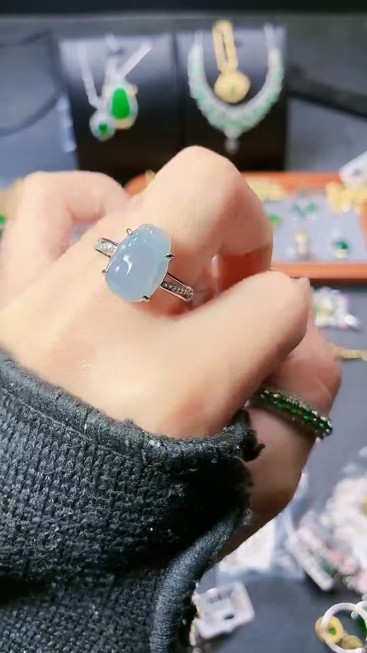 【闪购商品】翡翠戒指银S925镶嵌戒指