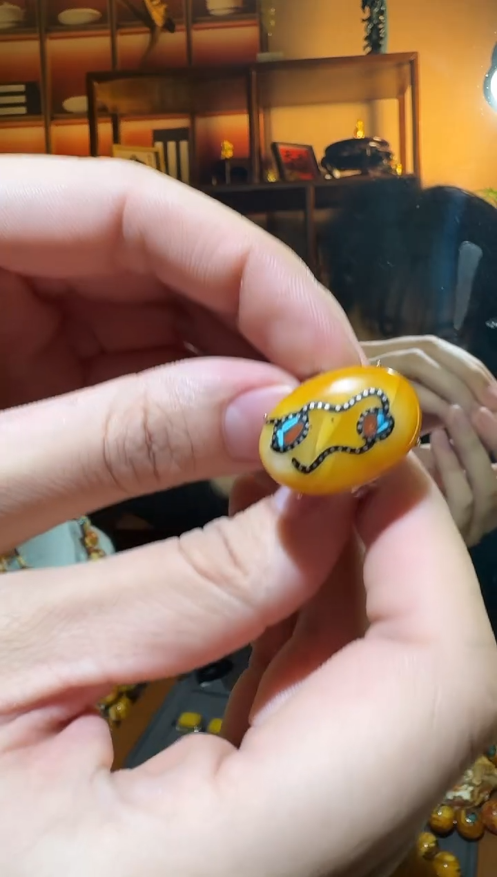 蜜蜡颈饰银S925镶嵌9263天然蜜蜡珠宝奇石