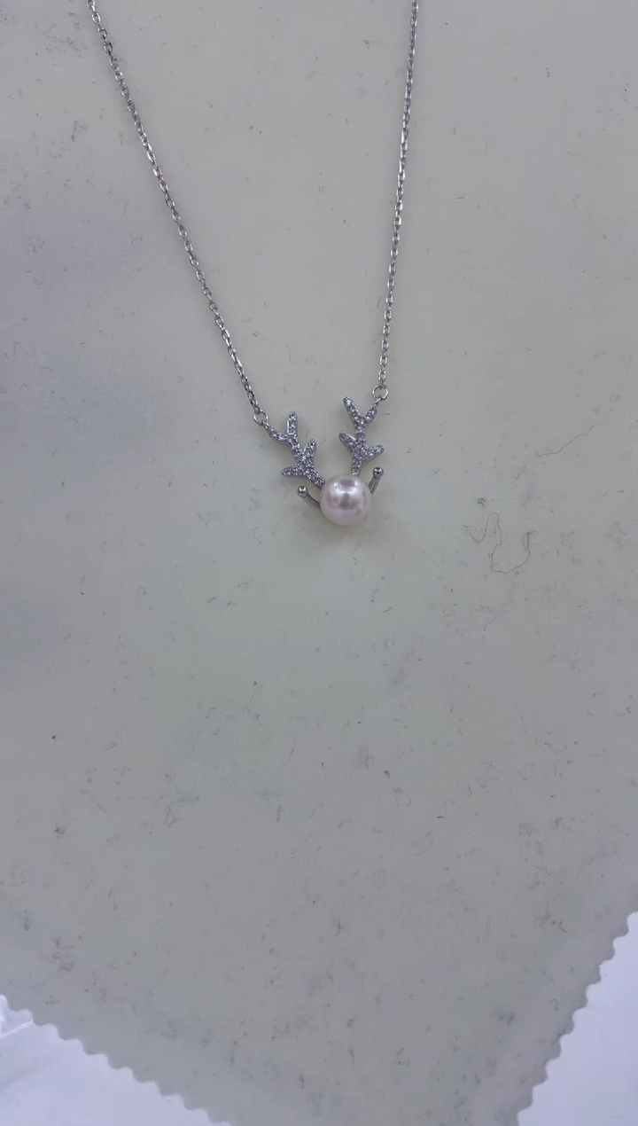 颈饰银S925镶嵌海水珍珠  