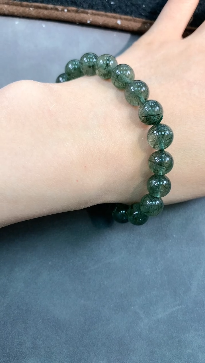 【闪购商品】发晶手链未镶嵌103号绿发晶单圈9mm