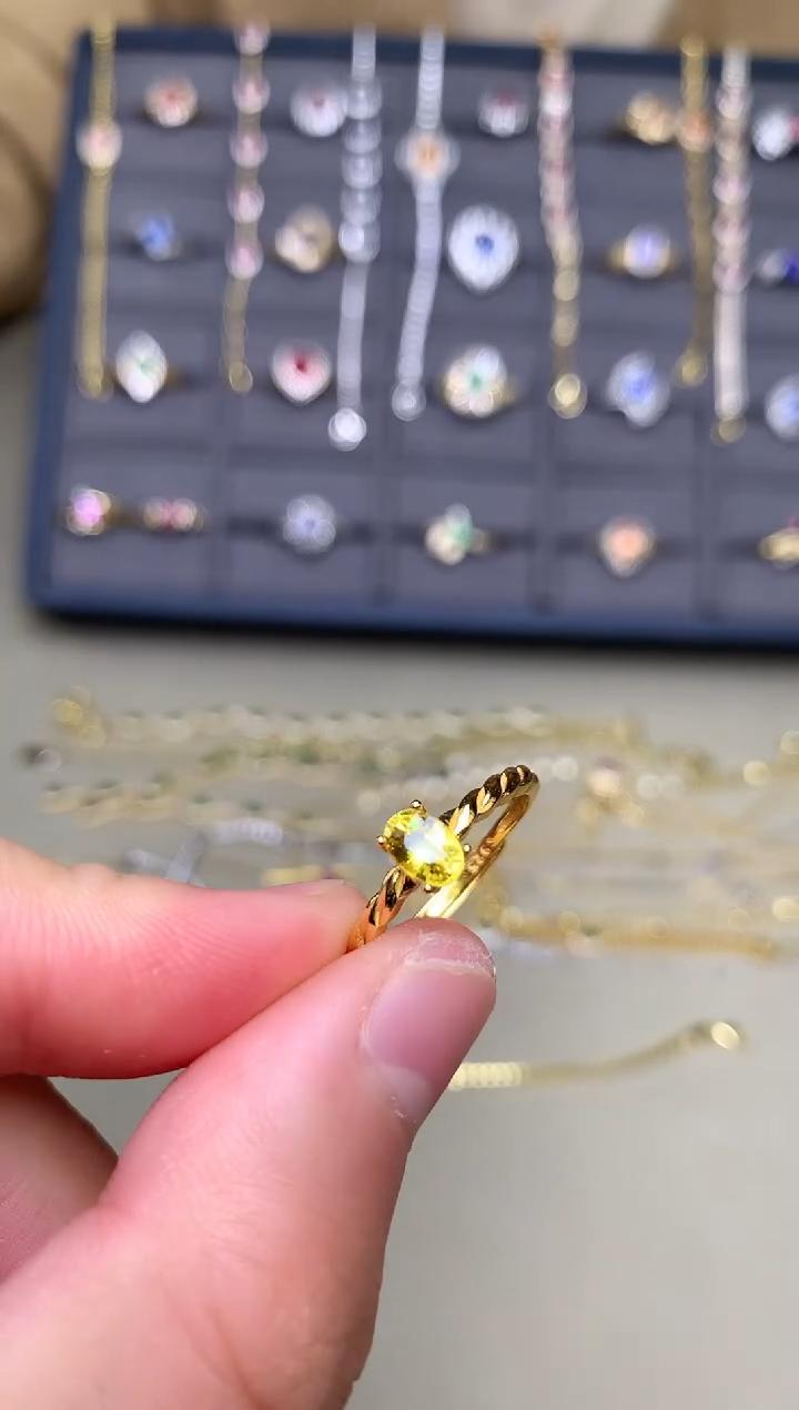 戒指蓝宝石银S925镶嵌戒指