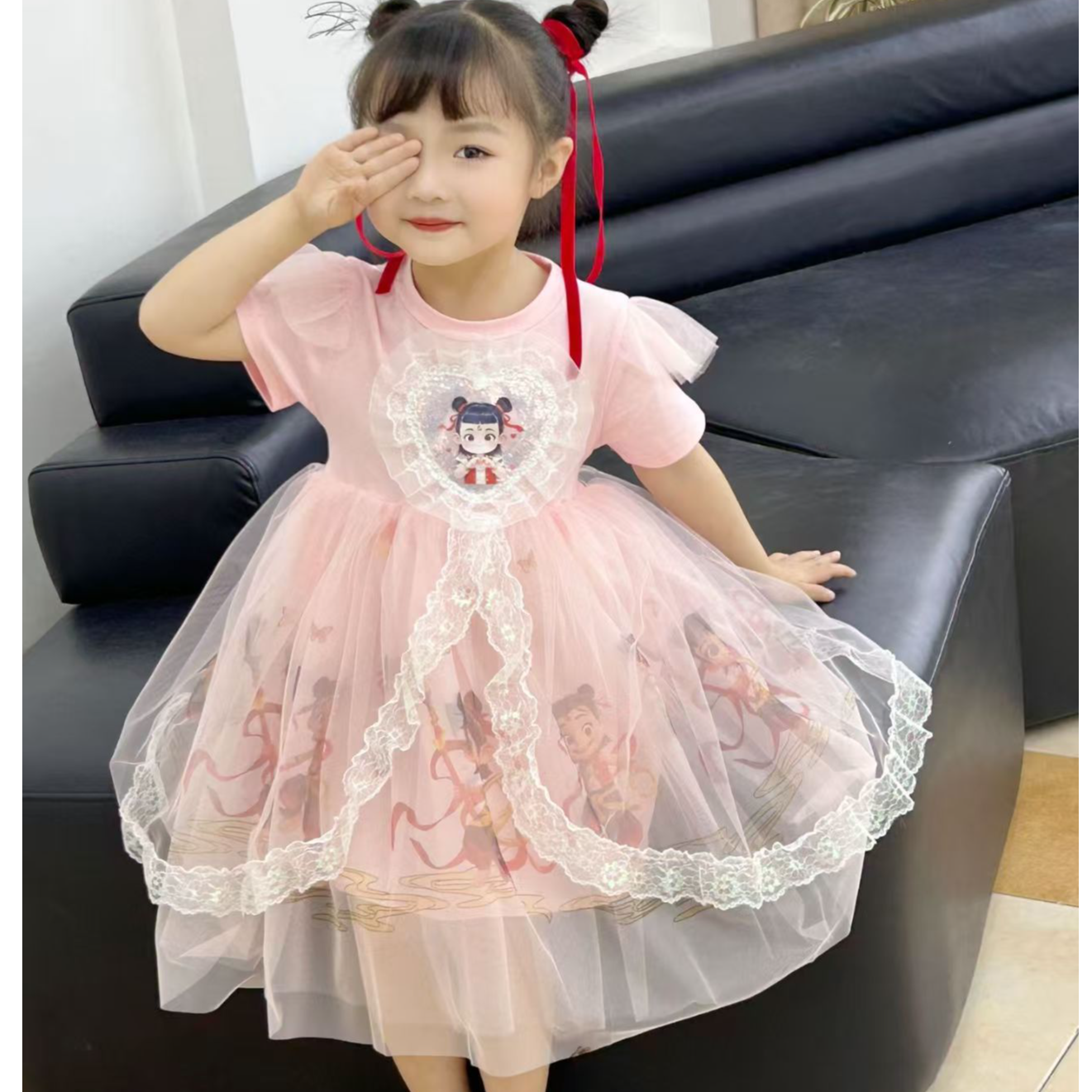 尚品琳2210女夏季裙子短袖小女孩女童汉服连衣裙蓬蓬裙宝童装韩版