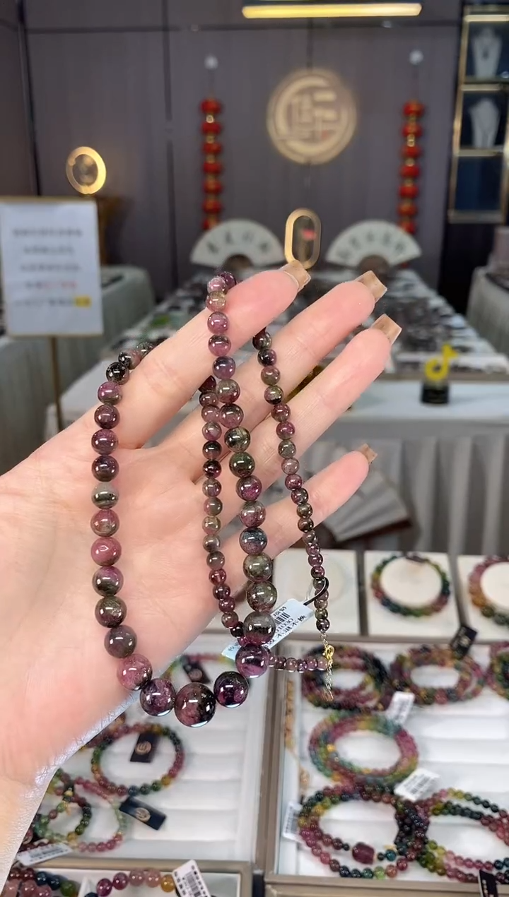 未镶嵌老矿碧玺西瓜塔链碧玺dan一物一证