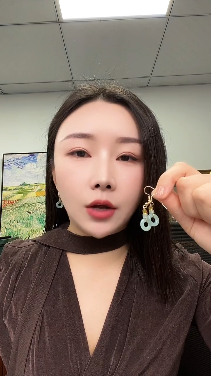 合金翡翠耳饰JJ0037