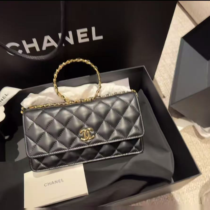 99新 Chanel/香奈儿 专柜价36500 羊皮 24P黑金woc斜挎B5161
