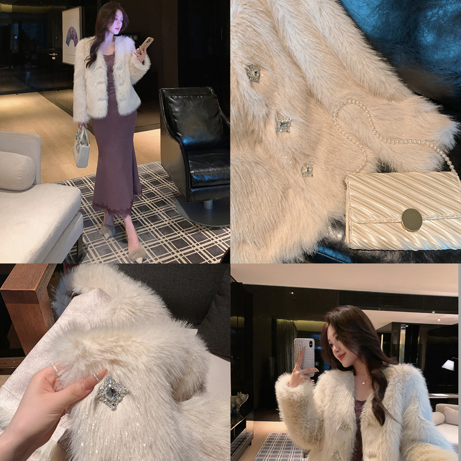 人造皮草 林关关【雪绒星芒】贵气温柔保暖女冬仿皮草长毛慵懒外套