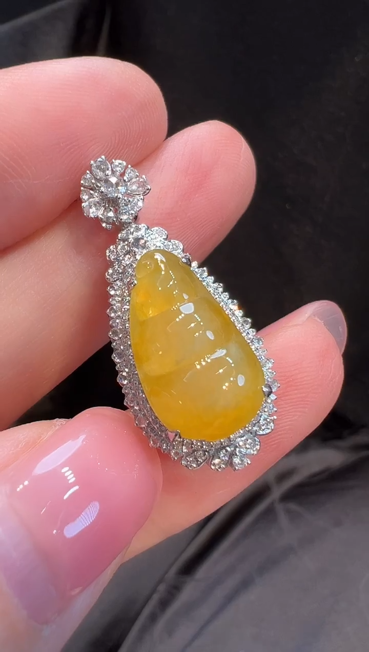 吊坠(不含链)18K金镶嵌翡翠L6