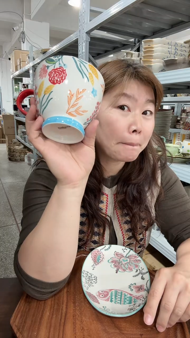 陶瓷花系早餐杯杯