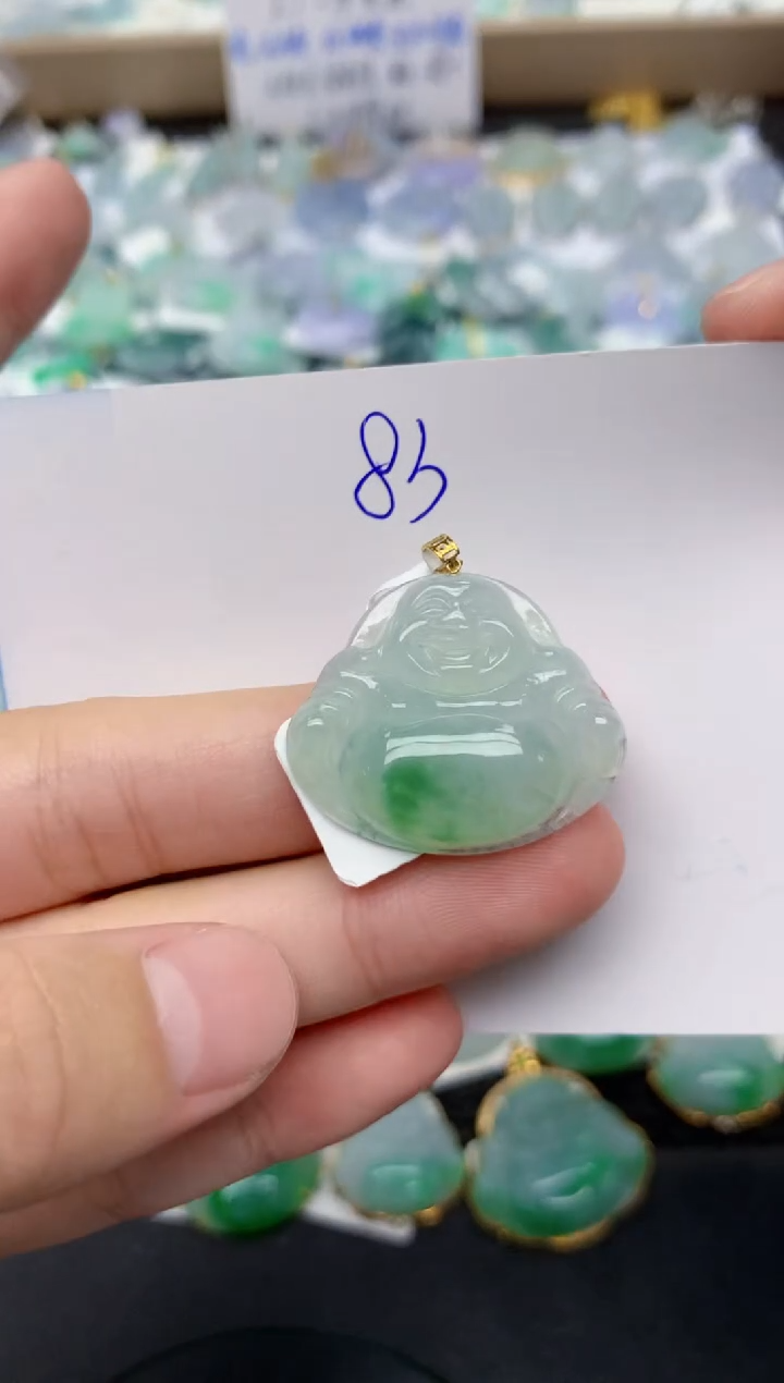 翡翠18K金镶嵌颈饰天然缅甸A货翡翠