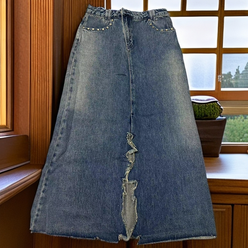 设计款时尚百搭显瘦半身牛仔裙