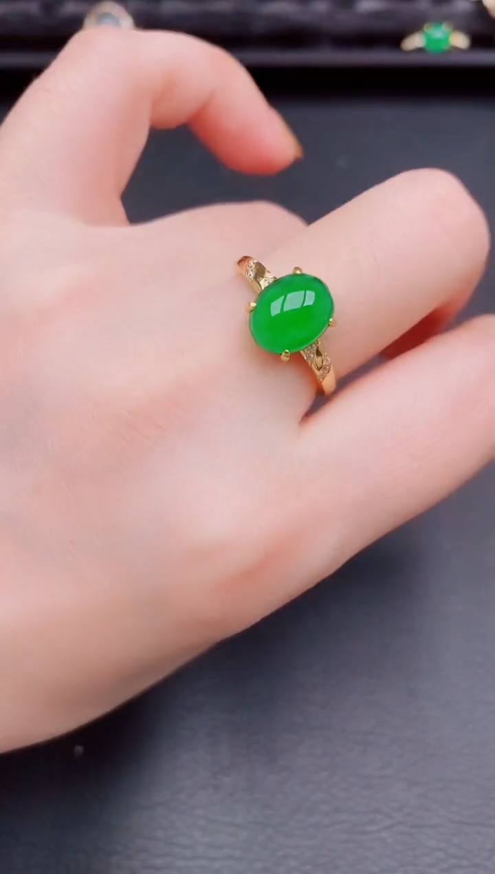 【闪购商品】翡翠戒指银S925镶嵌天然a货翡翠309