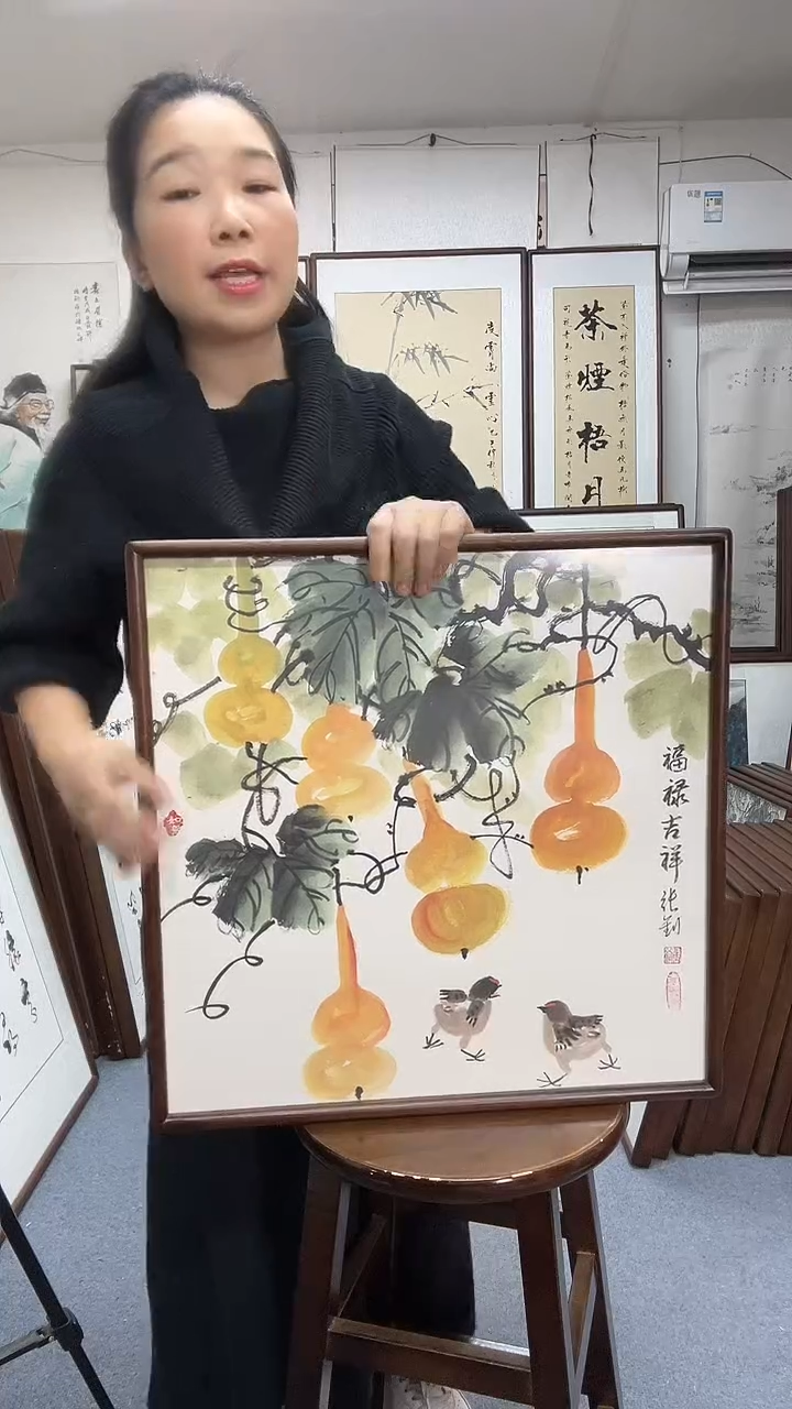 国画尺寸52*52实木画框京东包邮手绘