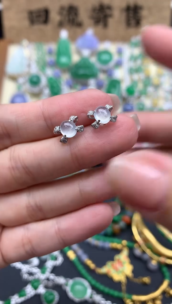 【闪购商品】翡翠耳饰18K金镶嵌491-中国好珍宝