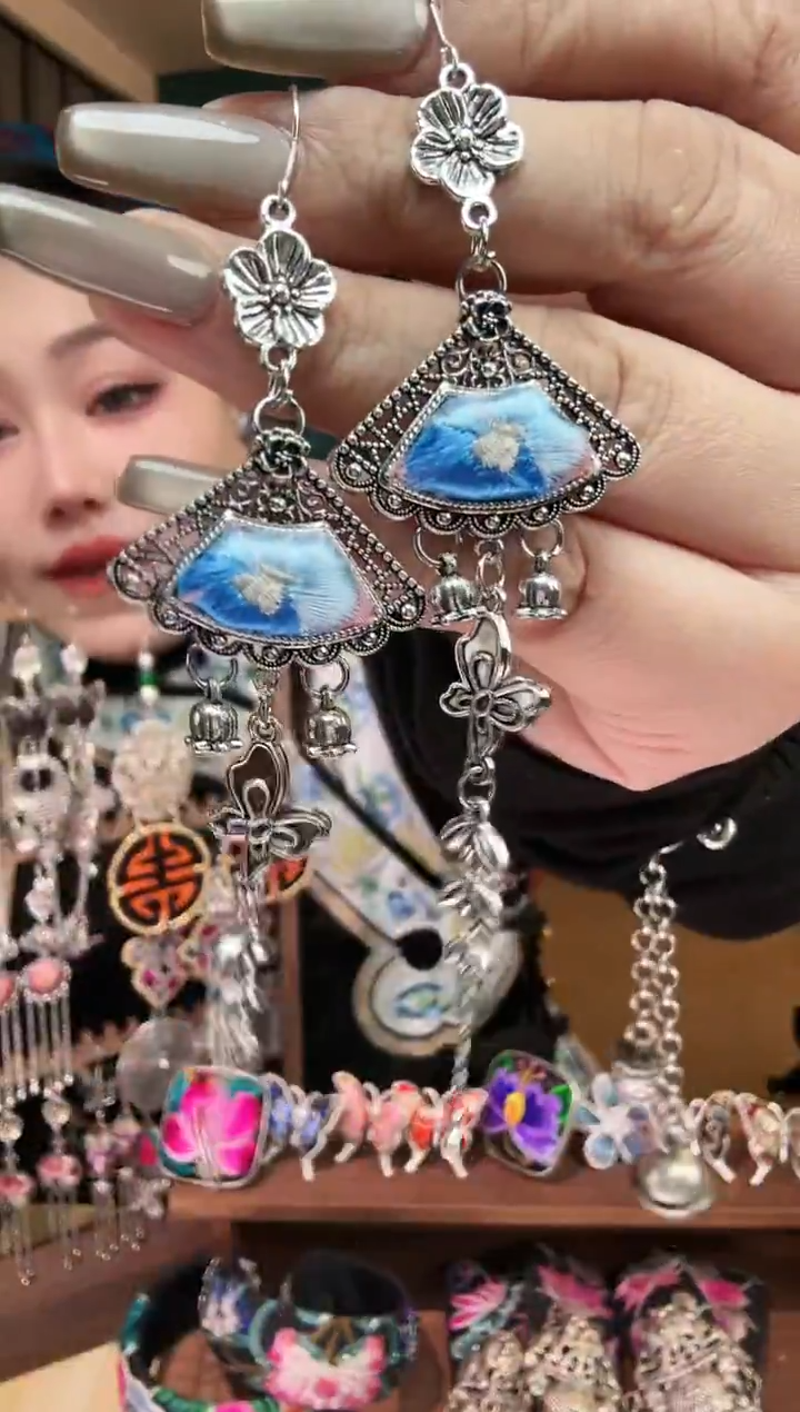 刺绣纯手工民族风刺绣耳环