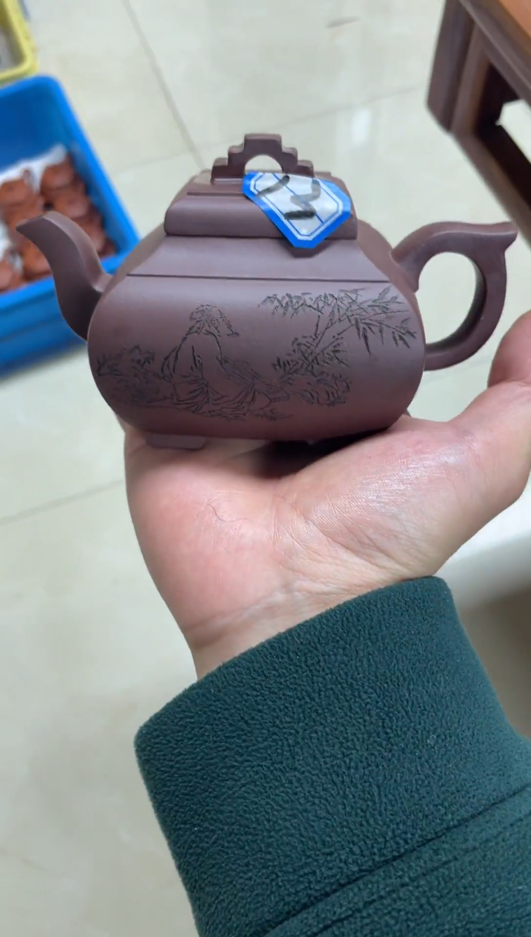 茶壶紫砂刻绘桥鼎