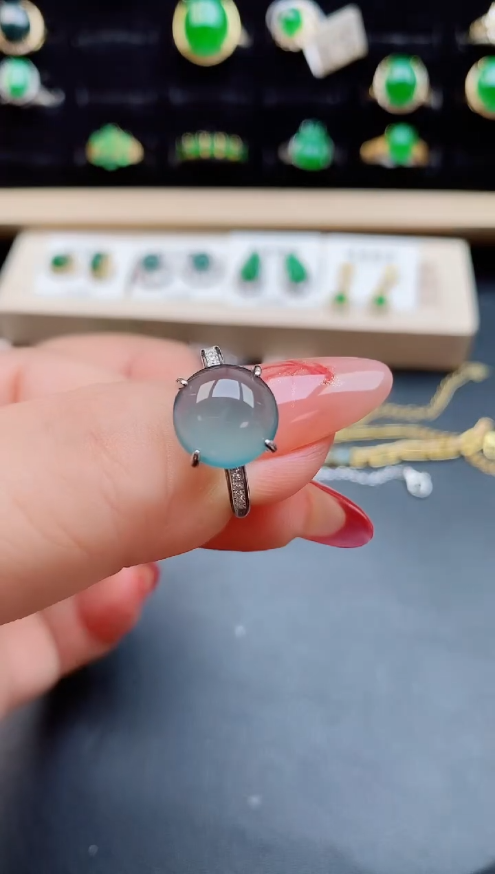 【闪购商品】翡翠戒指银S925镶嵌85000