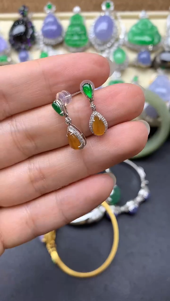 【闪购商品】翡翠耳饰18K金镶嵌313-中国好珍宝