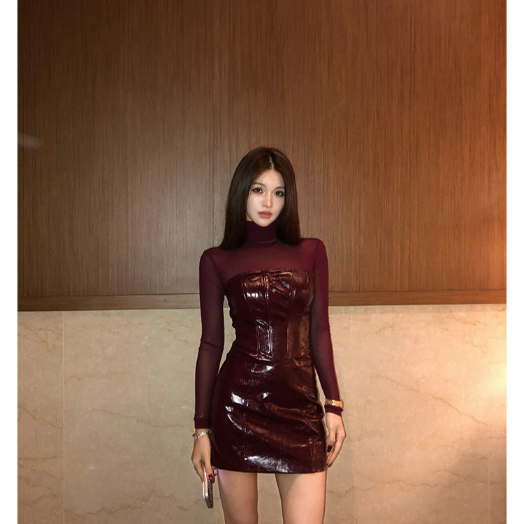 PickRui睿哥 叠穿灵魂 红色网纱与皮裙的曼妙曲线搭配