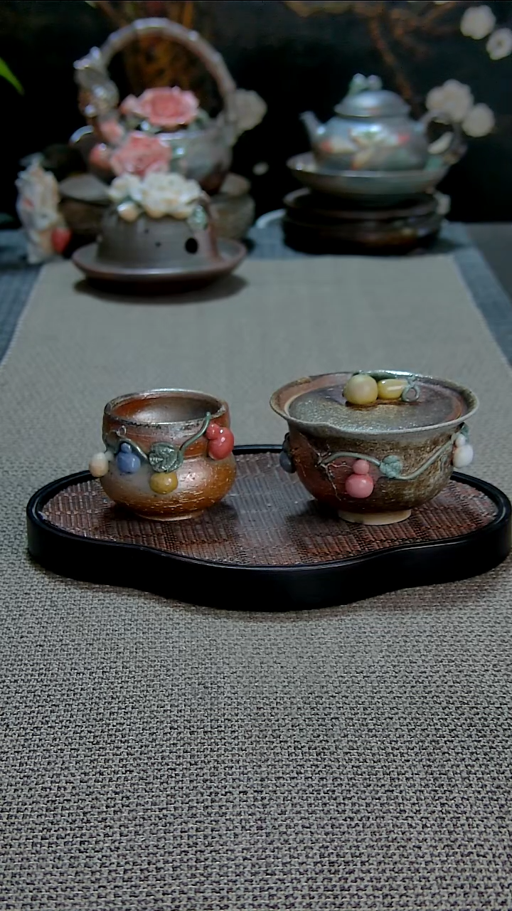 颜老师葫芦盖碗柴烧