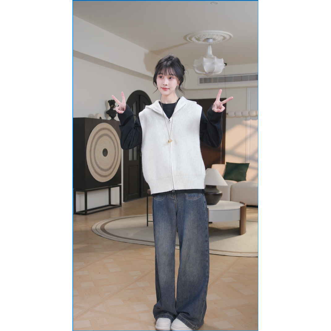 常规款免烫薄款纯色短款常规马夹保暖休闲秋冬连帽外搭