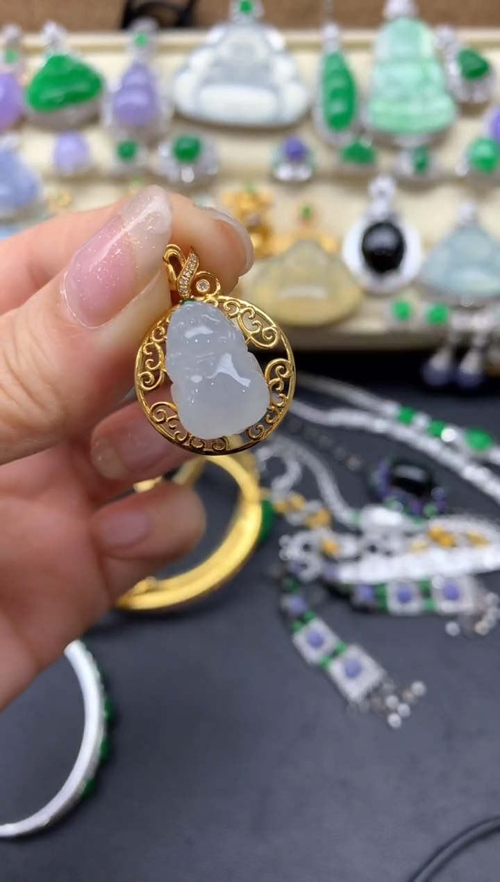 【闪购商品】翡翠颈饰18K金镶嵌445-中国好珍宝