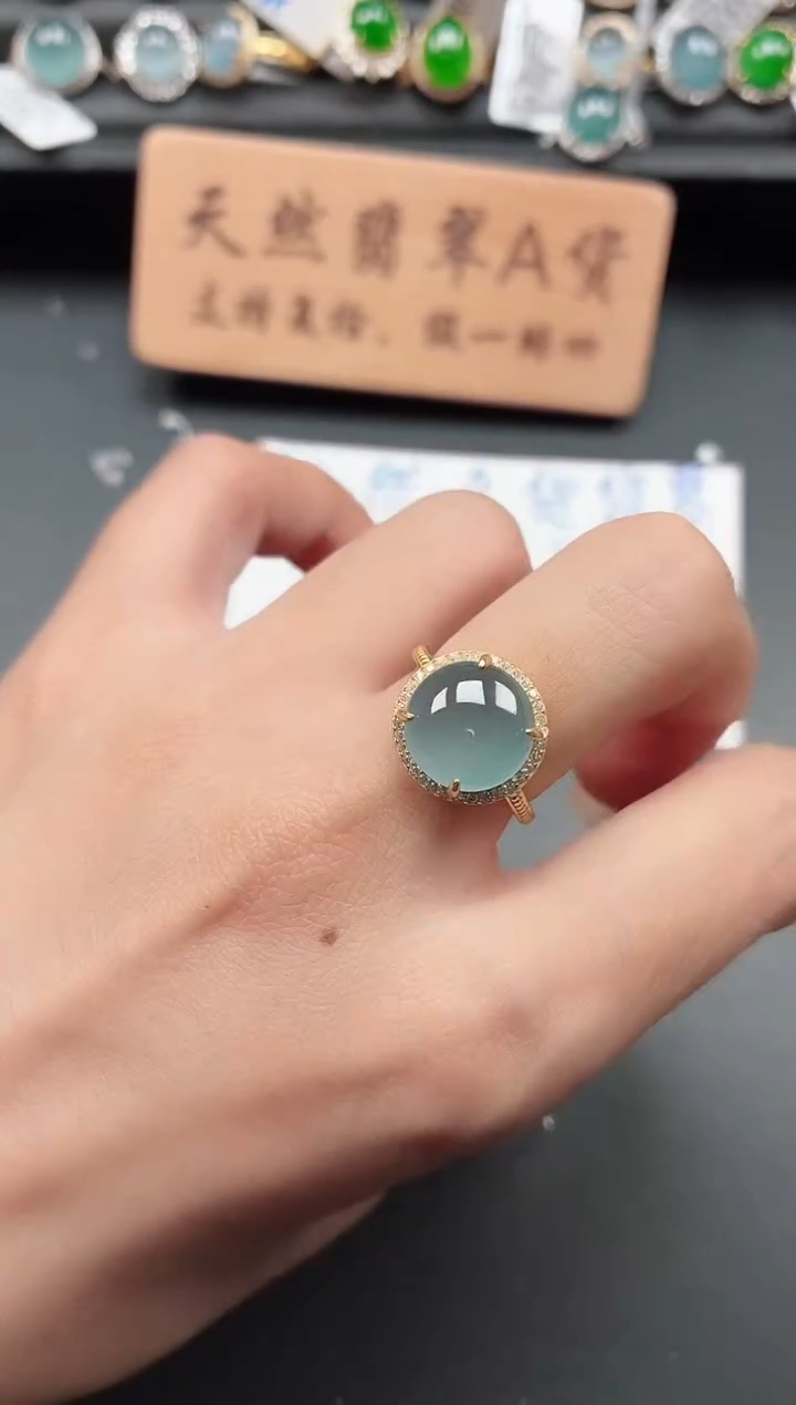 银S925镶嵌戒指翡翠111