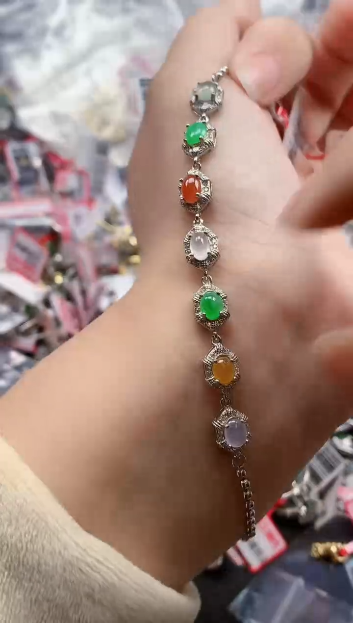 银S925镶嵌戒指翡翠天然A货缅甸翡翠