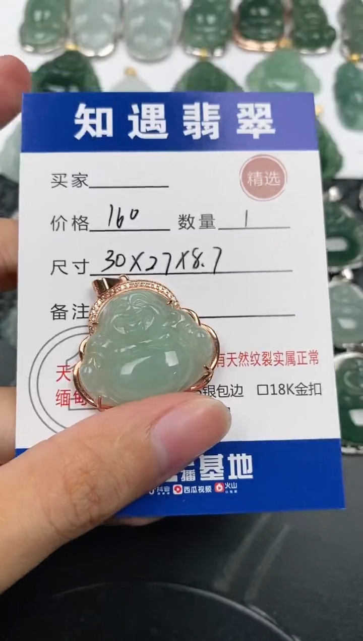 颈饰银S925镶嵌翡翠挂件