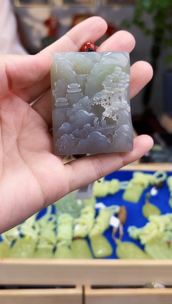 和田玉未镶嵌挂件拍一发一