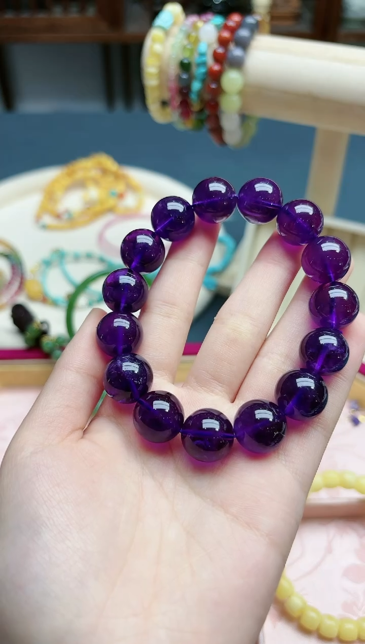 【闪购商品】紫晶手串未镶嵌紫水晶14mm手串*1 ZD