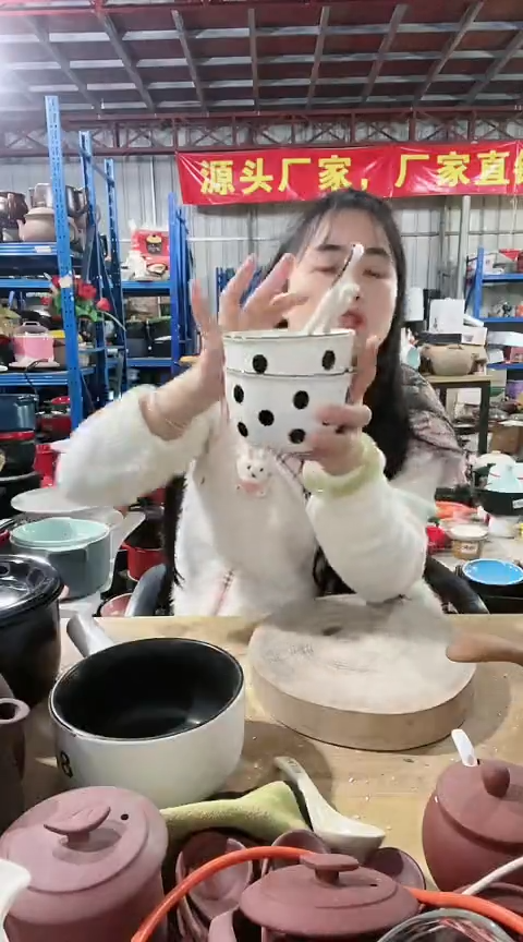 陶瑕疵波点碗四碗四勺